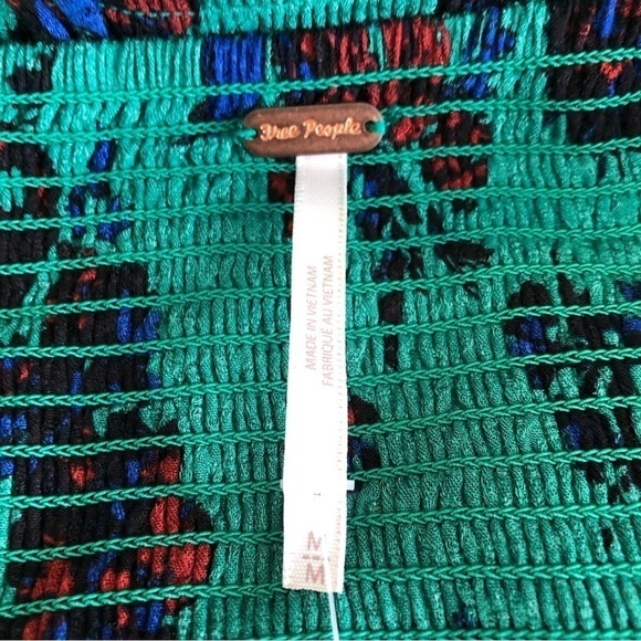 Free People Womens Hilary Printed Long Sleeve Green Floral Top Medium - Picture 11 of 13